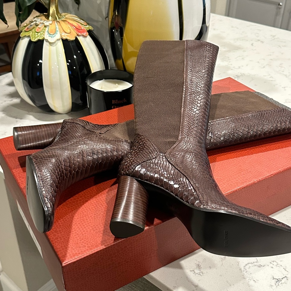 New With Box Donald Pliner Brown Python Knee High… - image 3